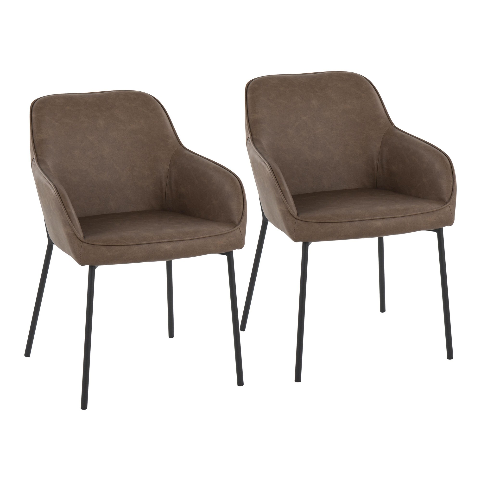 Daniella Black Metal Espresso Faux Leather Contemporary Dining Chairs (Set of 2) 4 Daniella Black Metal Espresso Faux Leather Contemporary Dining Chairs (Set of 2) - Image 4