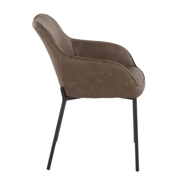Daniella Black Metal Espresso Faux Leather Contemporary Dining Chairs Set of 2 5