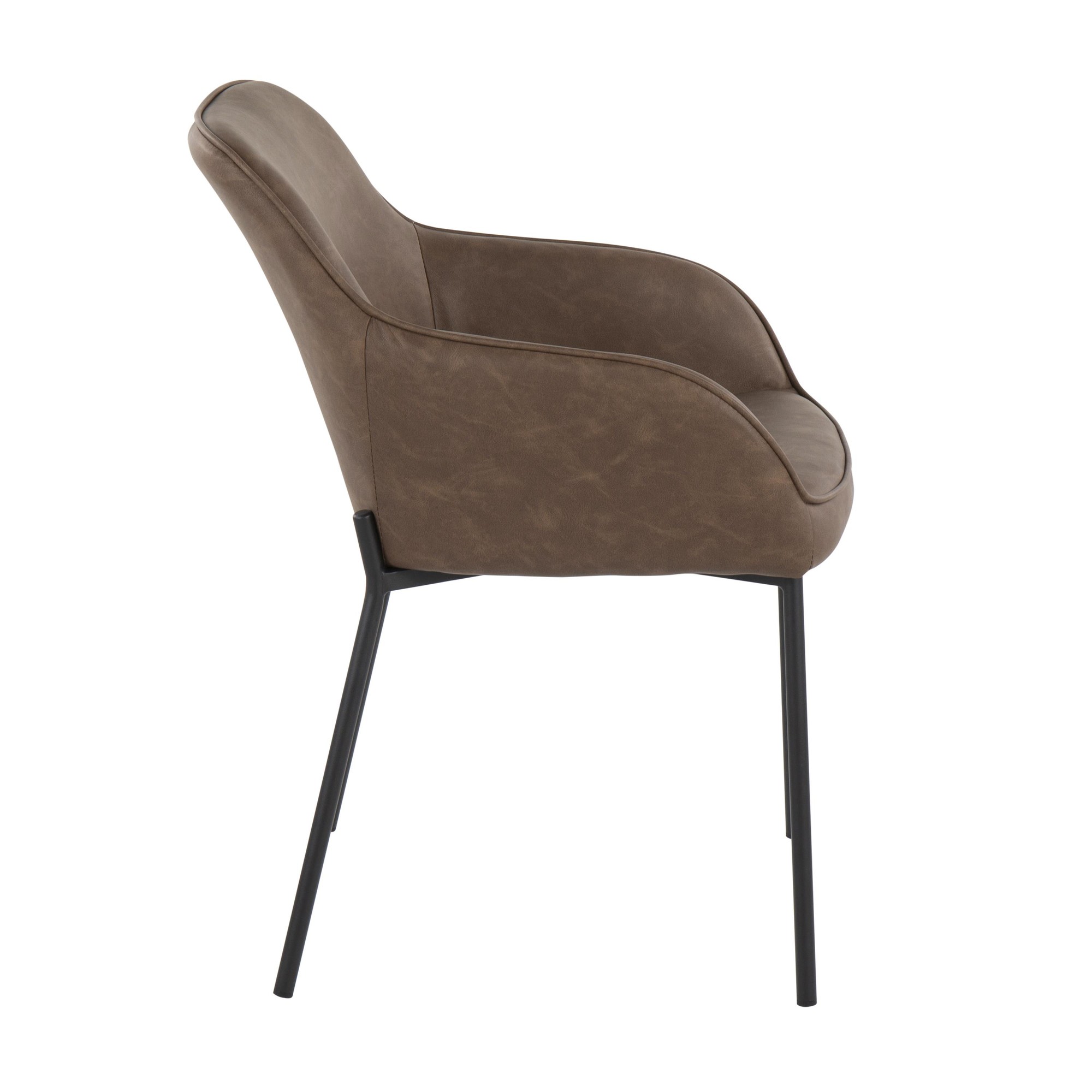 Daniella Black Metal Espresso Faux Leather Contemporary Dining Chairs (Set of 2) 6 Daniella Black Metal Espresso Faux Leather Contemporary Dining Chairs (Set of 2) - Image 6