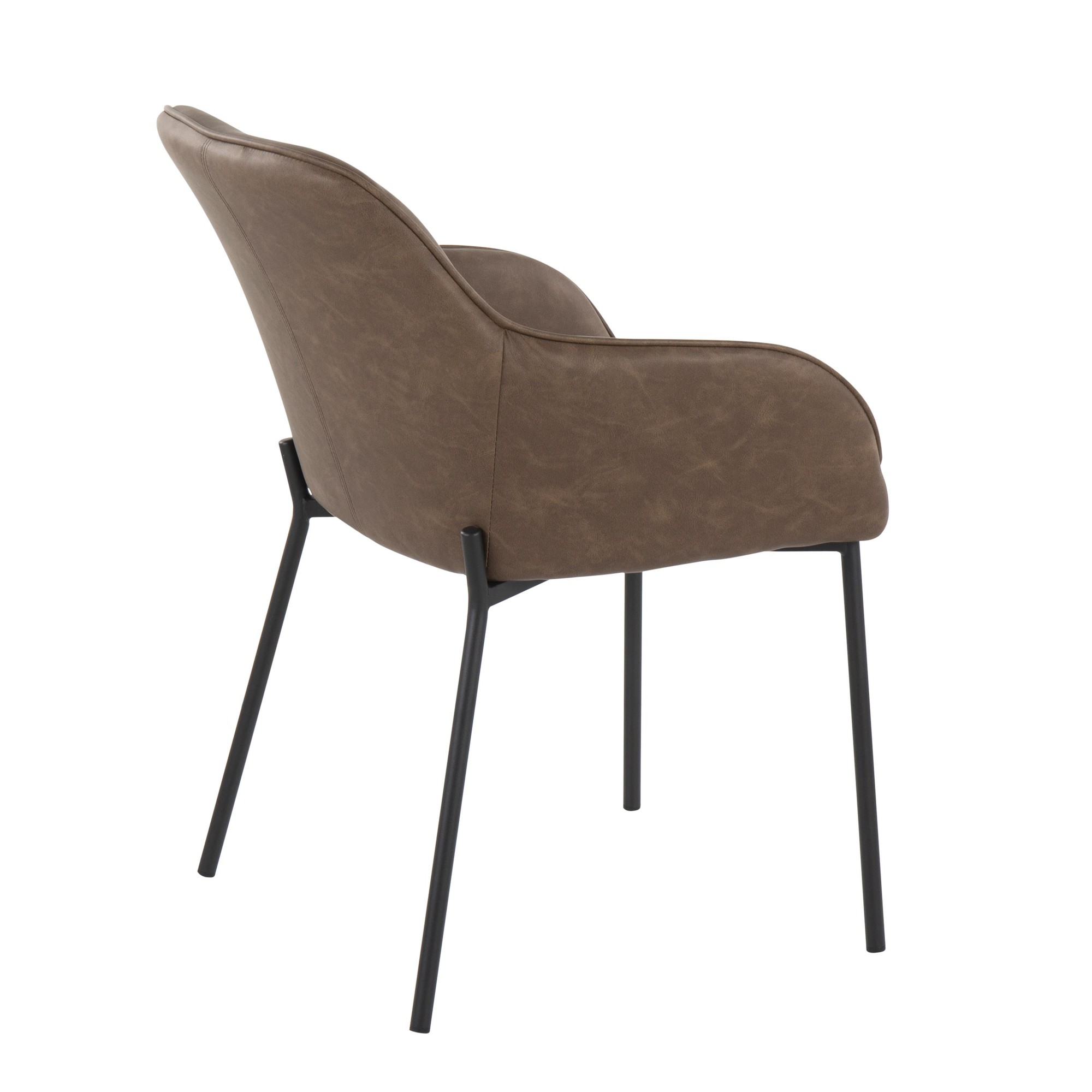 Daniella Black Metal Espresso Faux Leather Contemporary Dining Chairs (Set of 2) 7 Daniella Black Metal Espresso Faux Leather Contemporary Dining Chairs (Set of 2) - Image 7