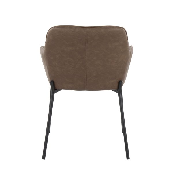 Daniella Black Metal Espresso Faux Leather Contemporary Dining Chairs Set of 2 7