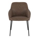 Daniella Black Metal Espresso Faux Leather Contemporary Dining Chairs (Set of 2) 20 Daniella Black Metal Espresso Faux Leather Contemporary Dining Chairs (Set of 2)
