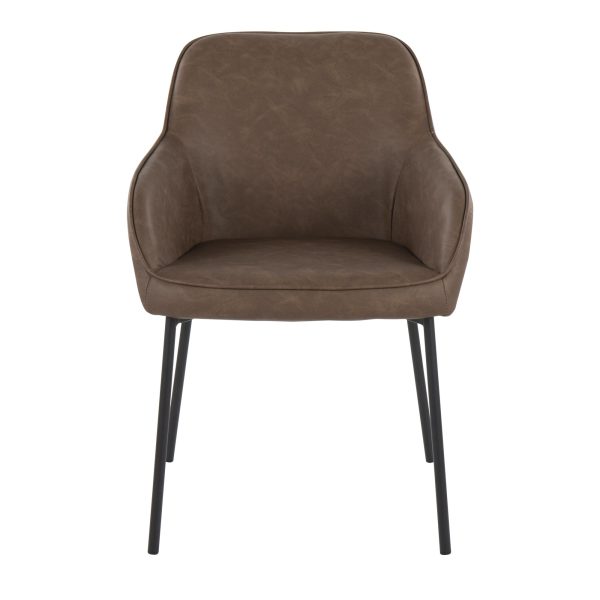 Daniella Black Metal Espresso Faux Leather Contemporary Dining Chairs Set of 2 8
