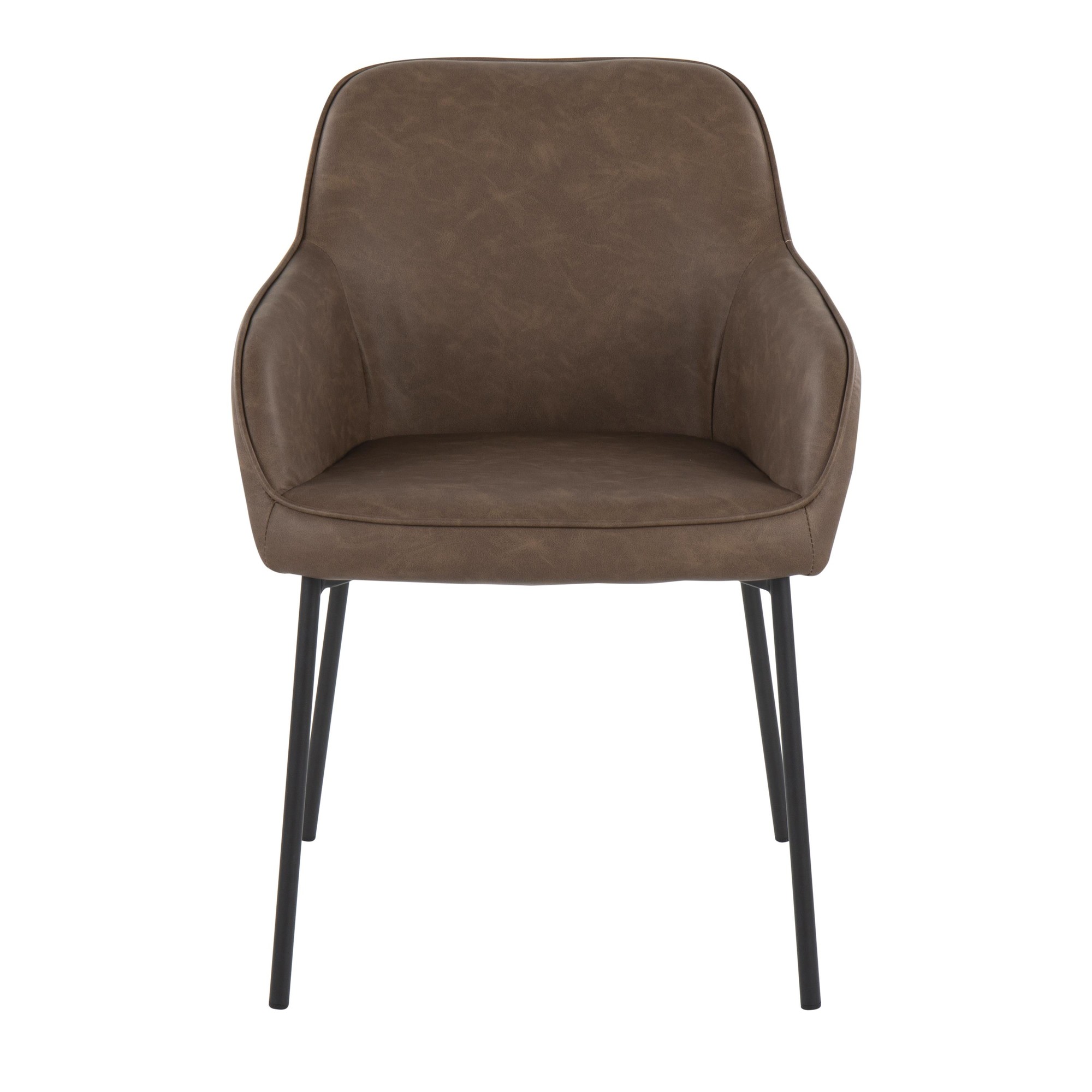 Daniella Black Metal Espresso Faux Leather Contemporary Dining Chairs (Set of 2) 9 Daniella Black Metal Espresso Faux Leather Contemporary Dining Chairs (Set of 2) - Image 9
