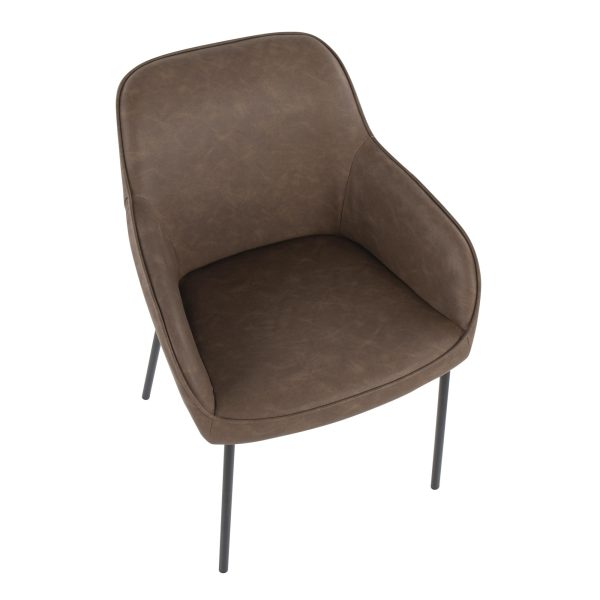 Daniella Black Metal Espresso Faux Leather Contemporary Dining Chairs Set of 2 9
