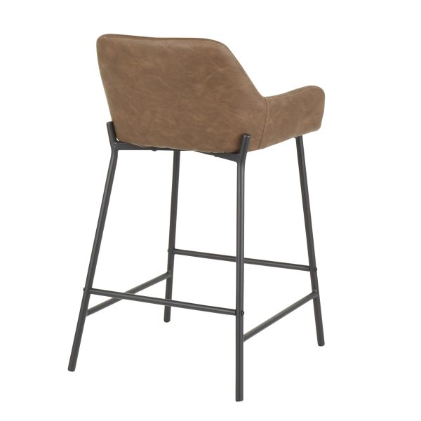 Daniella Black Metal Espresso Faux Leather Counter Stools Set of 2 10