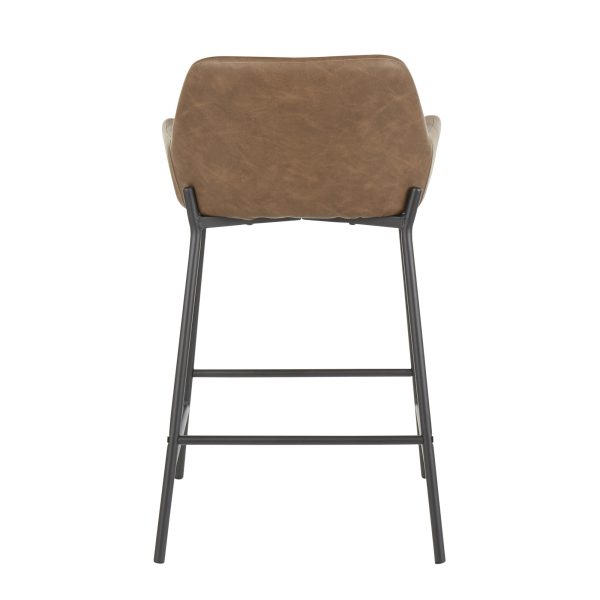 Daniella Black Metal Espresso Faux Leather Counter Stools Set of 2 11