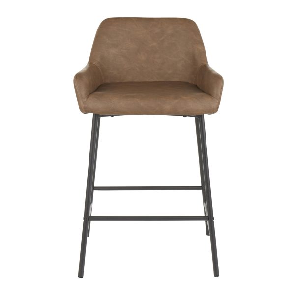 Daniella Black Metal Espresso Faux Leather Counter Stools Set of 2 12