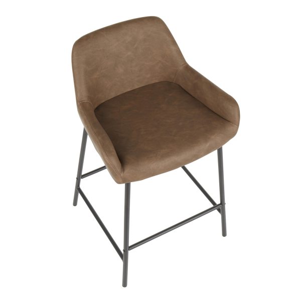 Daniella Black Metal Espresso Faux Leather Counter Stools Set of 2 13