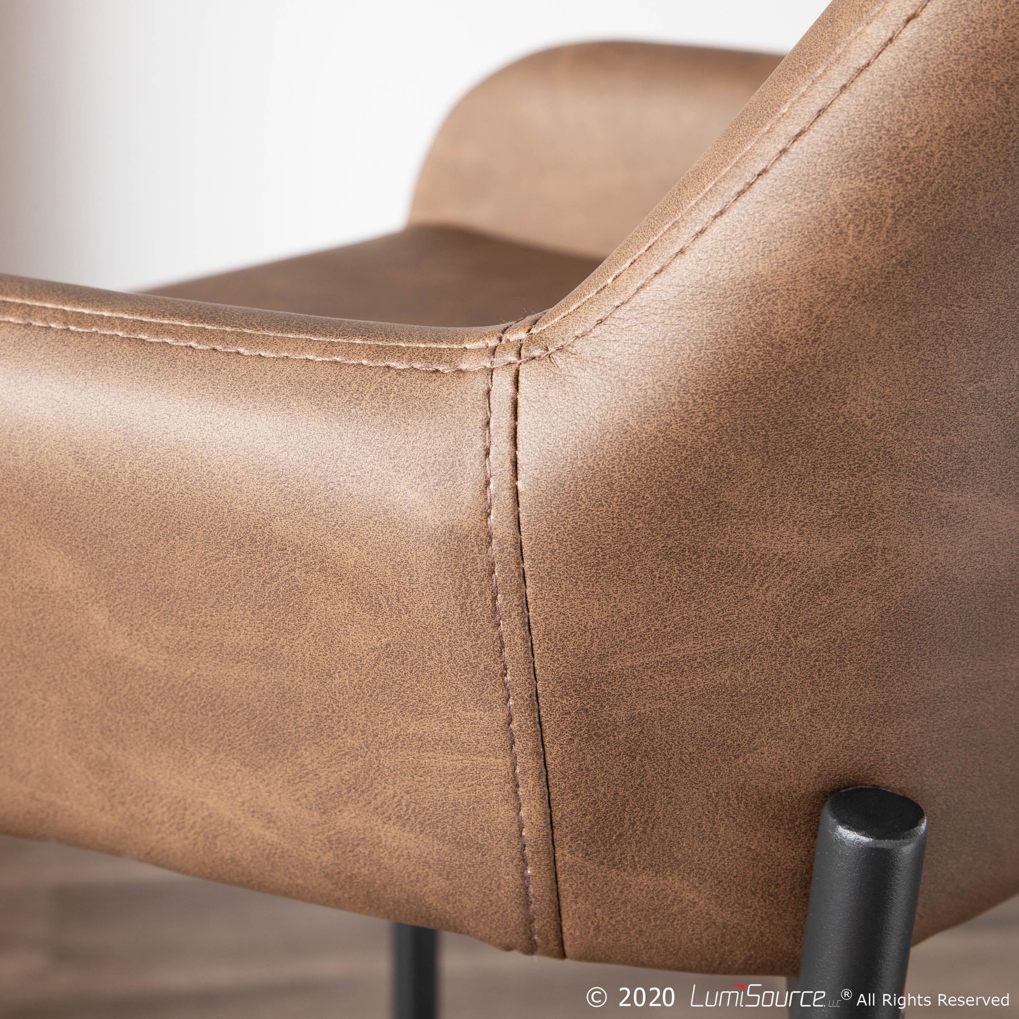 Daniella Black Metal Espresso Faux Leather Counter Stools (Set of 2) 4 Daniella Black Metal Espresso Faux Leather Counter Stools (Set of 2) - Image 4