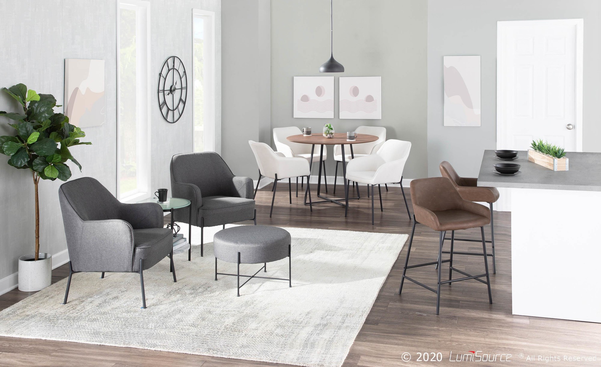 Daniella Black Metal Espresso Faux Leather Counter Stools (Set of 2) 7 Daniella Black Metal Espresso Faux Leather Counter Stools (Set of 2) - Image 7