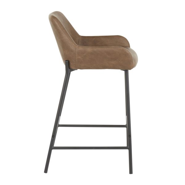 Daniella Black Metal Espresso Faux Leather Counter Stools Set of 2 9