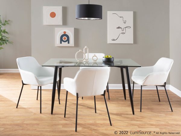 Daniella Black Metal White Faux Leather Contemporary Dining Chairs Set of 2 1