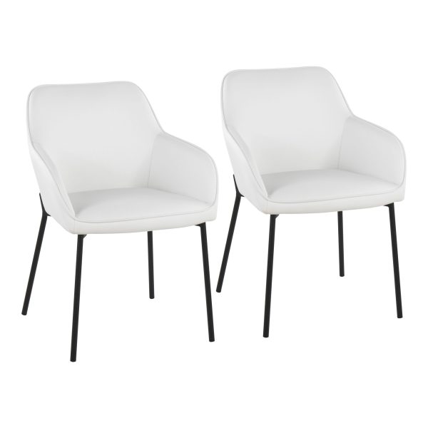 Daniella Black Metal White Faux Leather Contemporary Dining Chairs Set of 2 3