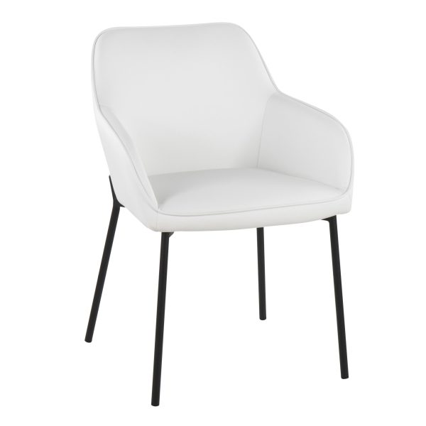 Daniella Black Metal White Faux Leather Contemporary Dining Chairs Set of 2 4