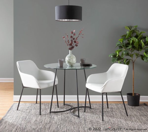 Daniella Black Metal White Faux Leather Contemporary Dining Chairs Set of 2