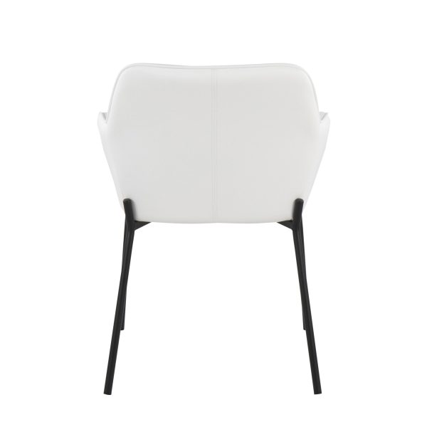 Daniella Black Metal White Faux Leather Contemporary Dining Chairs Set of 2 7