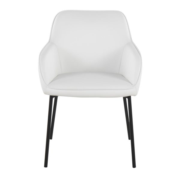 Daniella Black Metal White Faux Leather Contemporary Dining Chairs Set of 2 8