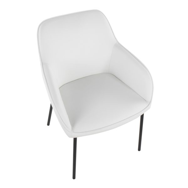 Daniella Black Metal White Faux Leather Contemporary Dining Chairs Set of 2 9