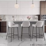 Daniella Black Metal White Velvet Industrial Bar Stools (Set of 2) 10 Daniella Black Metal White Velvet Industrial Bar Stools (Set of 2)