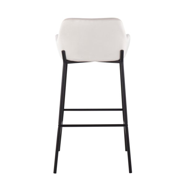 Daniella Black Metal White Velvet Industrial Bar Stools Set of 2 5