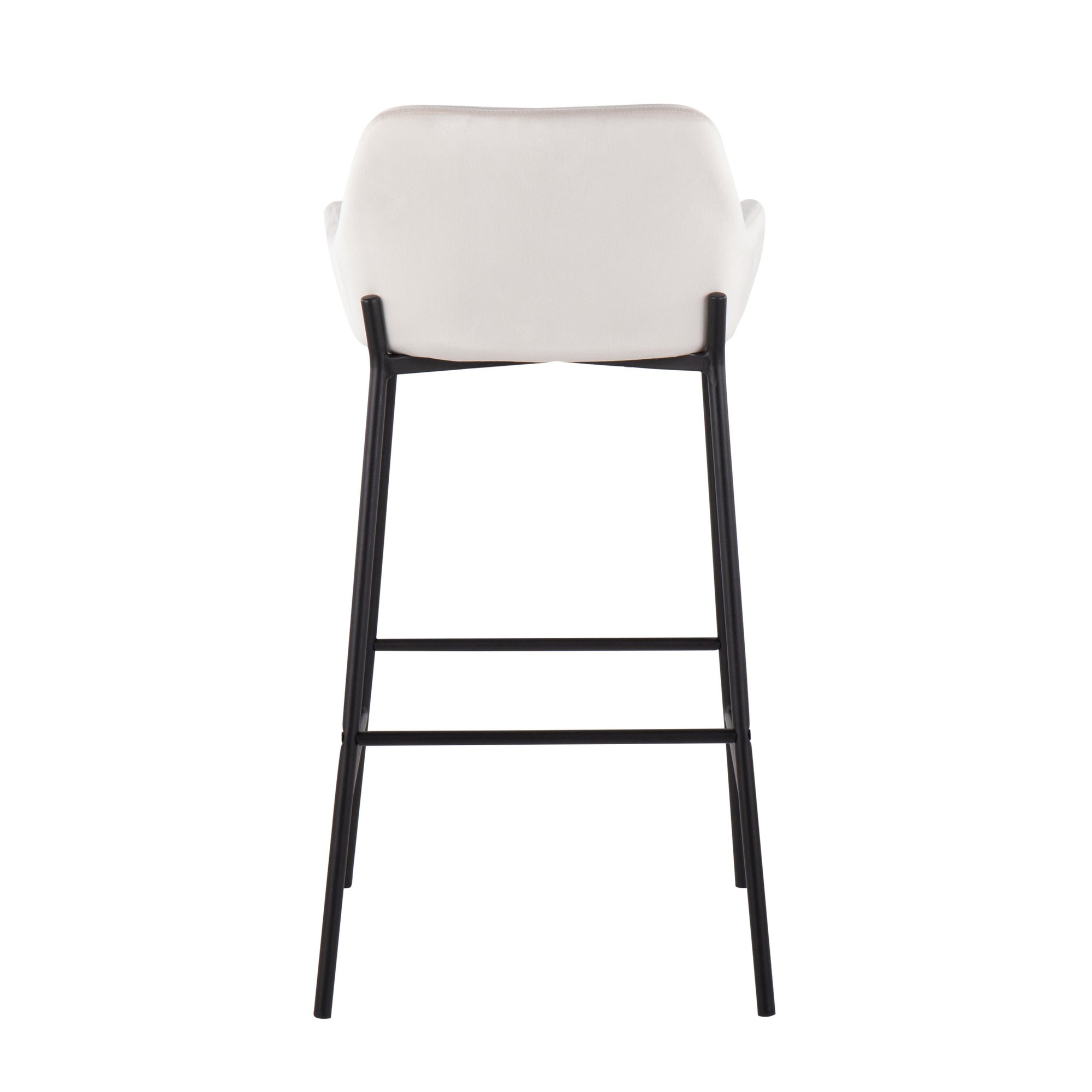 Daniella Black Metal White Velvet Industrial Bar Stools (Set of 2) 6 Daniella Black Metal White Velvet Industrial Bar Stools (Set of 2) - Image 6