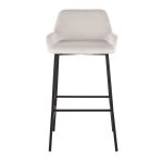 Daniella Black Metal White Velvet Industrial Bar Stools (Set of 2) 16 Daniella Black Metal White Velvet Industrial Bar Stools (Set of 2)