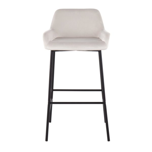 Daniella Black Metal White Velvet Industrial Bar Stools Set of 2 6