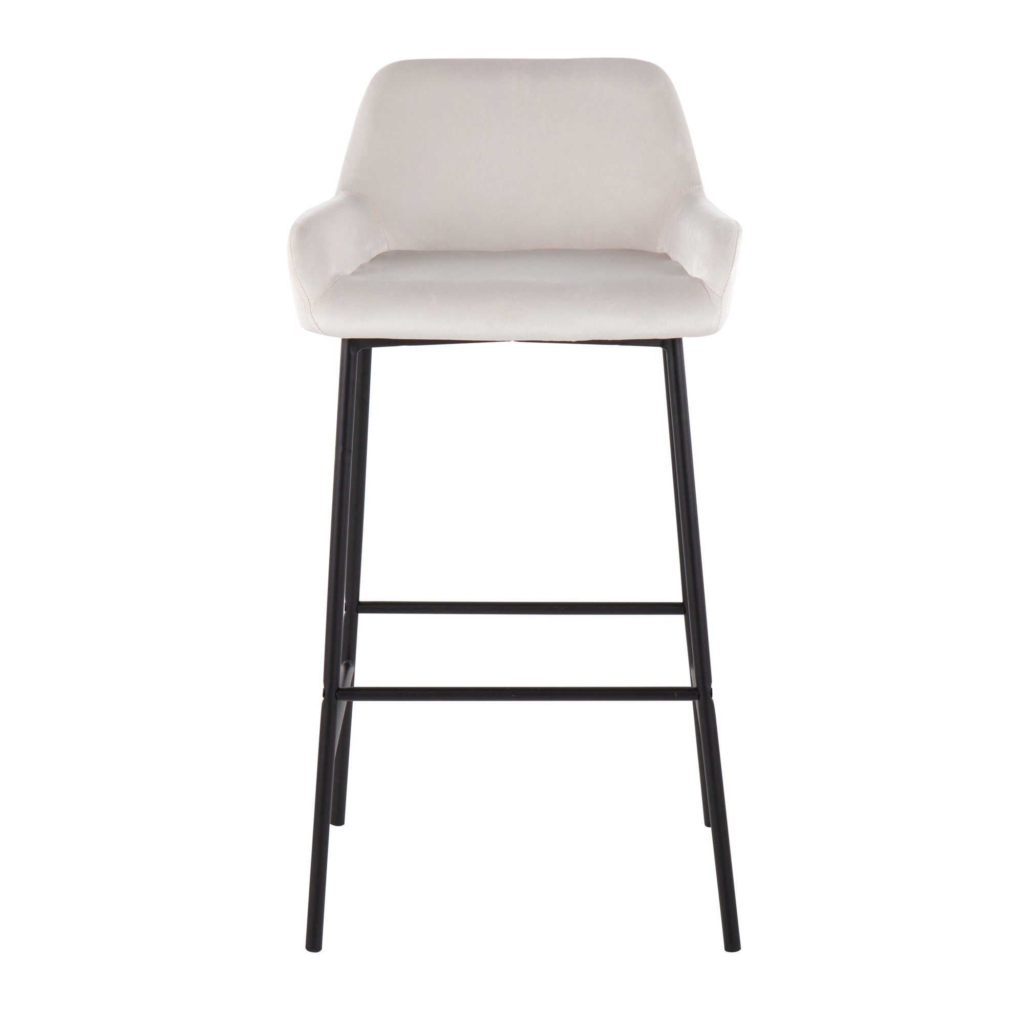 Daniella Black Metal White Velvet Industrial Bar Stools (Set of 2) 7 Daniella Black Metal White Velvet Industrial Bar Stools (Set of 2) - Image 7