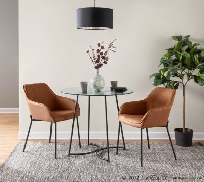 Daniella Black Metal and Camel Contemporary Dining Chairs (Set of 2)