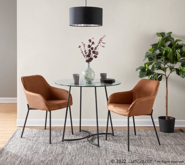 Daniella Black Metal and Camel Contemporary Dining Chairs Set of 2