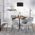 Daniella Black Metal and Grey Fabric Contemporary Dining Chairs (Set of 2)