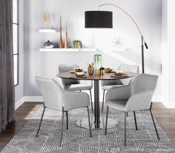Daniella Black Metal and Grey Fabric Contemporary Dining Chairs Set of 2 1