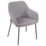 Daniella Black Metal and Grey Fabric Contemporary Dining Chairs (Set of 2)