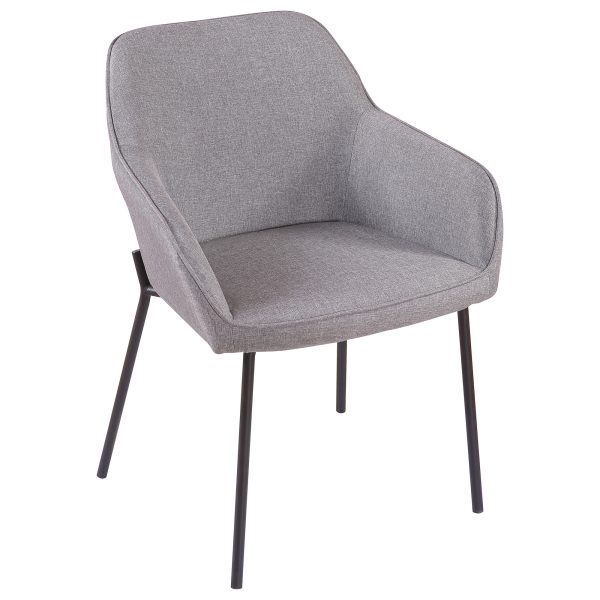 Daniella Black Metal and Grey Fabric Contemporary Dining Chairs Set of 2 11