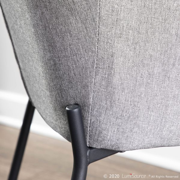 Daniella Black Metal and Grey Fabric Contemporary Dining Chairs Set of 2 2