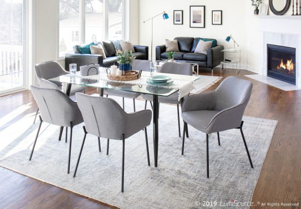 Daniella Black Metal and Grey Fabric Contemporary Dining Chairs Set of 2 3