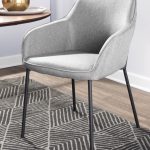 Daniella Black Metal and Grey Fabric Contemporary Dining Chairs (Set of 2)