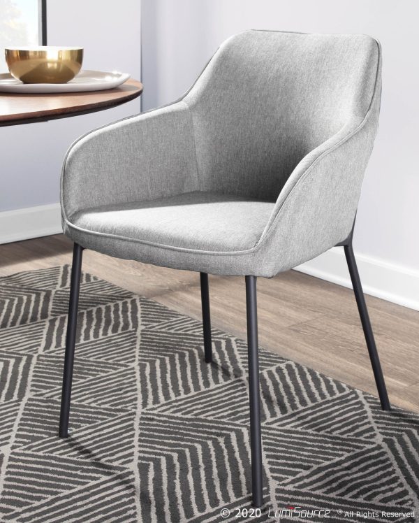 Daniella Black Metal and Grey Fabric Contemporary Dining Chairs Set of 2 4