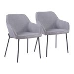 Daniella Black Metal and Grey Fabric Contemporary Dining Chairs (Set of 2)