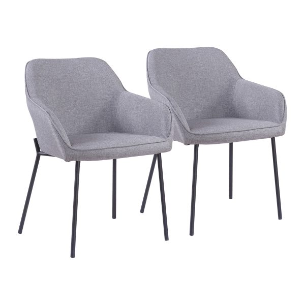 Daniella Black Metal and Grey Fabric Contemporary Dining Chairs Set of 2 5