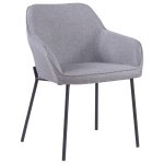Daniella Black Metal and Grey Fabric Contemporary Dining Chairs (Set of 2)
