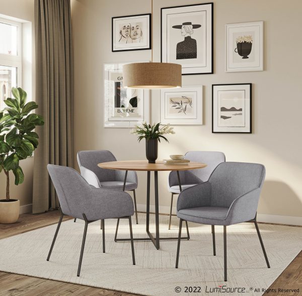 Daniella Black Metal and Grey Fabric Contemporary Dining Chairs Set of 2