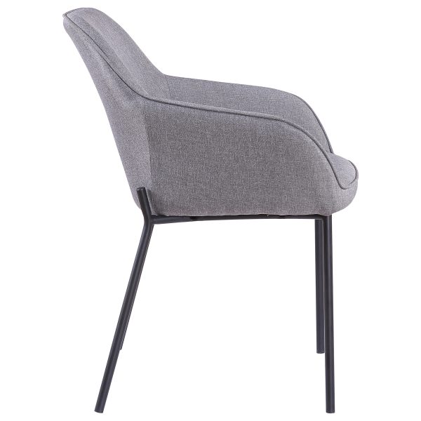 Daniella Black Metal and Grey Fabric Contemporary Dining Chairs Set of 2 7