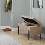 Daniella Black Steel Brown Fabric Contemporary Storage Bench 17 Daniella Black Steel Brown Fabric Contemporary Storage Bench