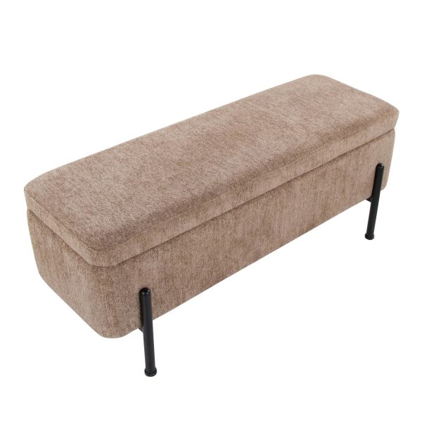 Daniella Black Steel Brown Fabric Contemporary Storage Bench 10