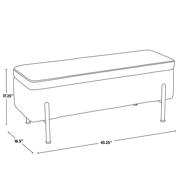 Daniella Black Steel Brown Fabric Contemporary Storage Bench 13