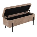 Daniella Black Steel Brown Fabric Contemporary Storage Bench 21 Daniella Black Steel Brown Fabric Contemporary Storage Bench