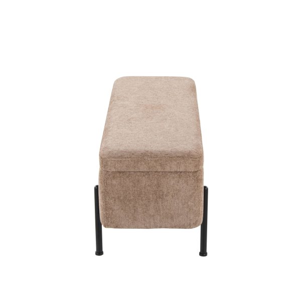 Daniella Black Steel Brown Fabric Contemporary Storage Bench 6