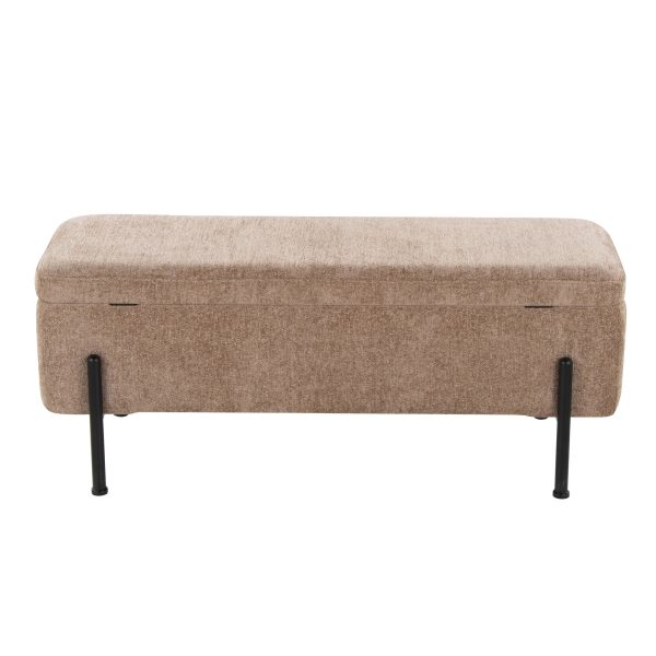 Daniella Black Steel Brown Fabric Contemporary Storage Bench 8